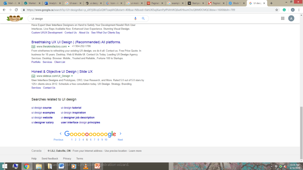 Google user interface design example
